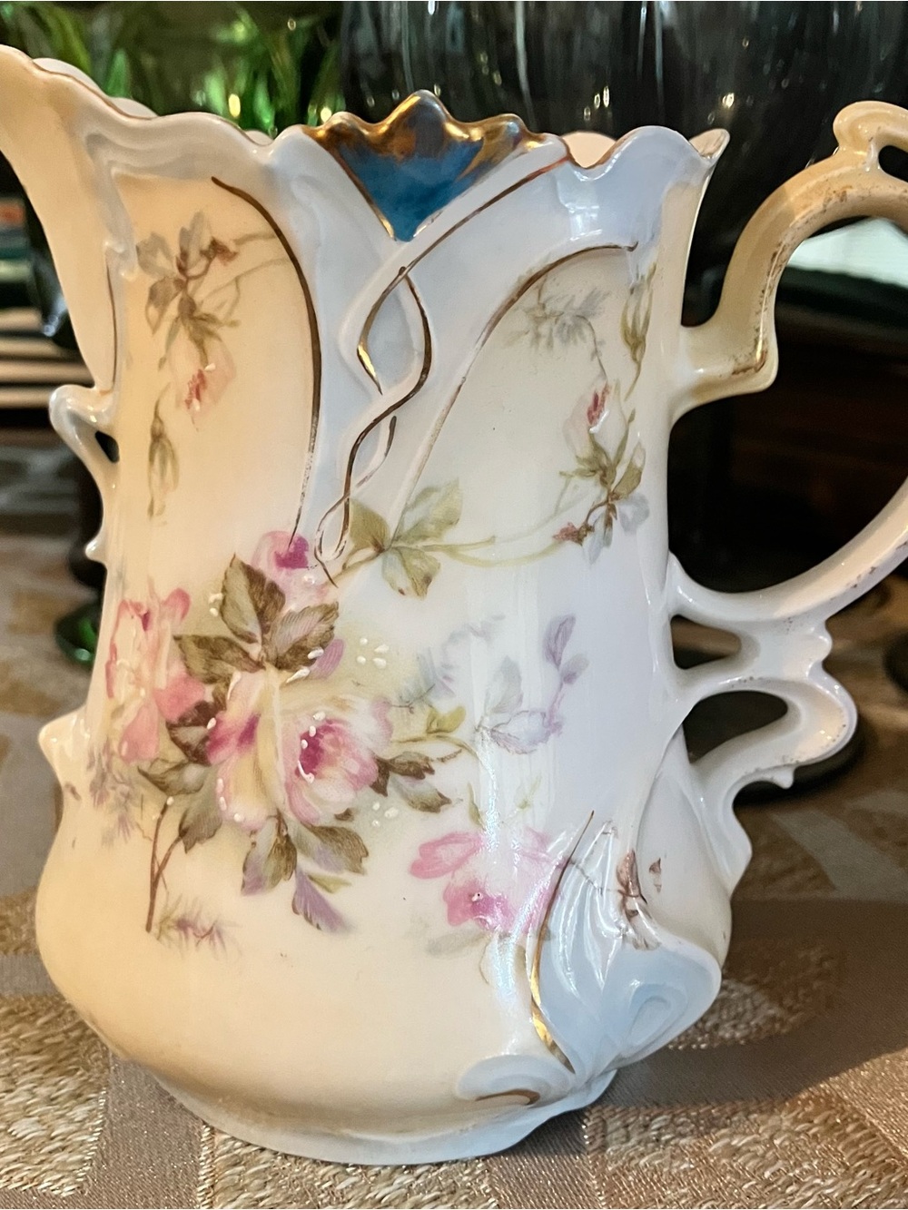 Antique R.S. Prussia Porcelain Small Pitcher, Hand Painted